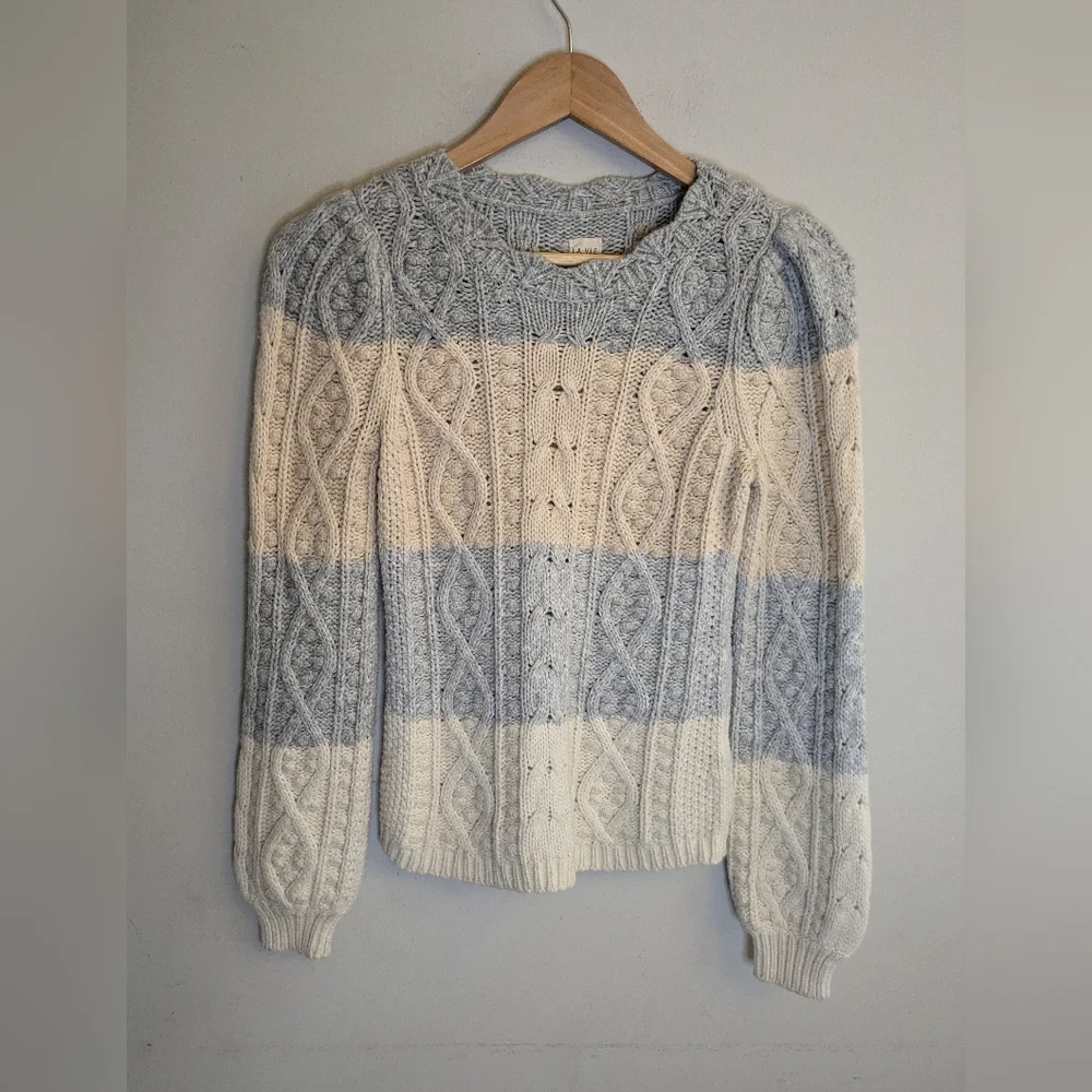 La Vie Revecca Taylor Cable Knit Striped Sweater Size